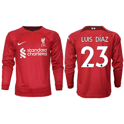 Liverpool Luis Diaz #23 Hjemmebanetrøje 2022-23 Langærmet